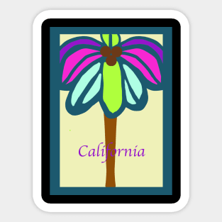 California Palm Tree in Attractive Art Painting Sticker